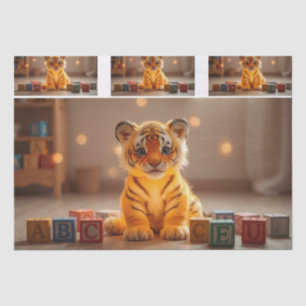 Seda Papel de Decoupage Tecido de Filhote de Tigre Fofo