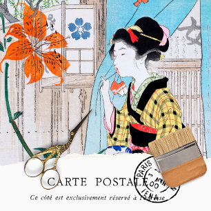 Seda Papel de Decoupage Tecido de Mulher Japonesa Vinta