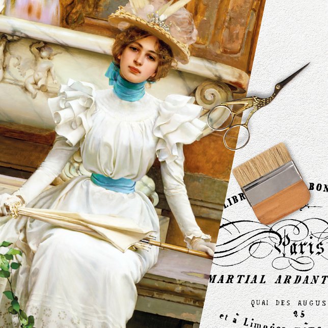 Seda Papel de Decoupage Tecido Mulher Vintage (Criador carregado)