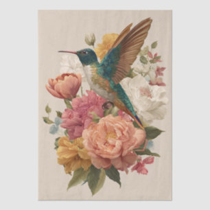 Seda Papel de Decoupage Tissue Beija-flor Floral