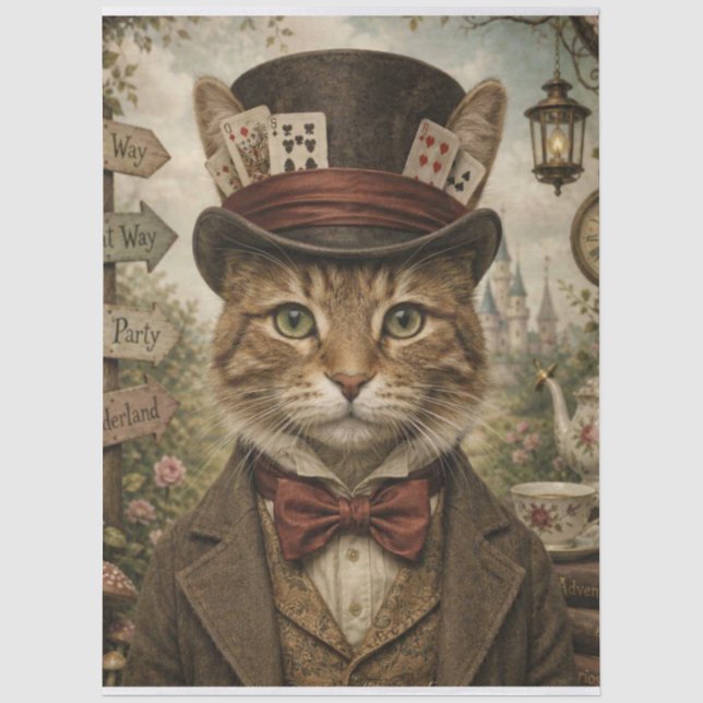 Seda Papel de Decoupage Tomcat Tea Party (Frente )