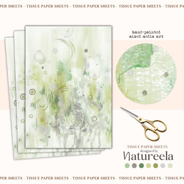 Seda Papel de Decoupage Verde Elegante Abstrato (Criador carregado)