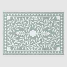 Papel de Decoupage Verde Salvia Tradicional Incrus