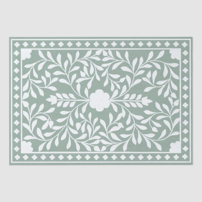 Seda Papel de Decoupage Verde Salvia Tradicional Incrus (Frente )