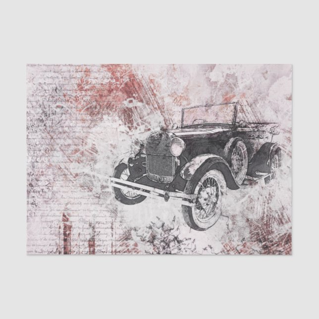 Seda Papel de Decoupage Vitoriano de Carro Antigo Vinta (Frente )