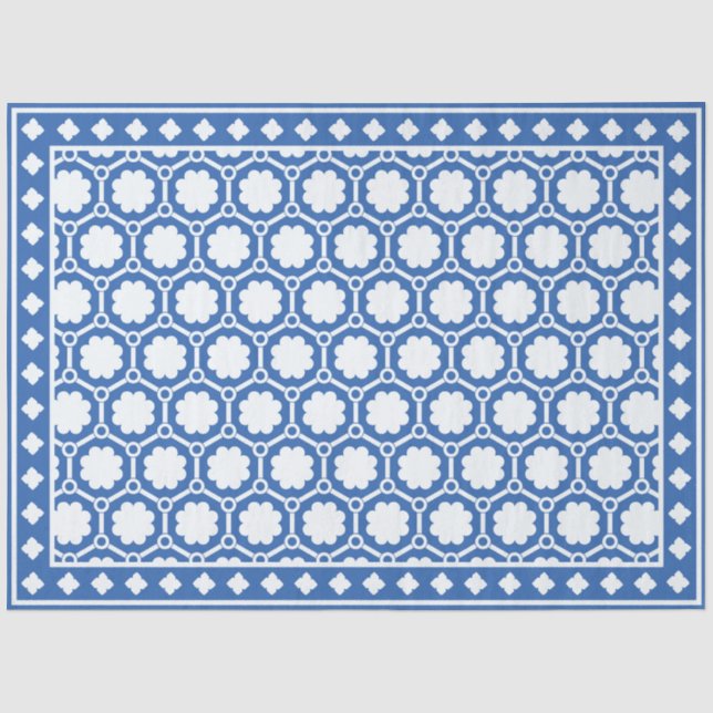 Seda Papel de Decoupagem com Incisão de Osso Moderno Az (Frente )