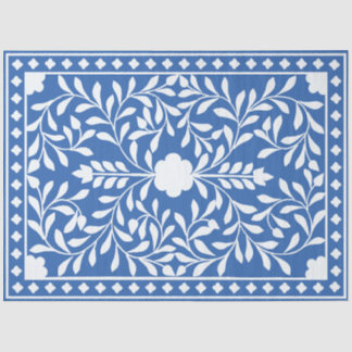Seda Papel de Decoupagem com Relevo de Osso Azul Brilha