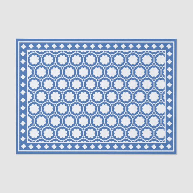 Seda Papel de Decoupagem de Osso com Relevo Azul Brilha (Frente )