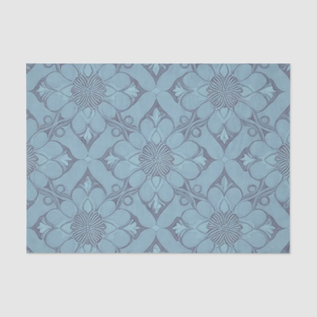Seda Papel de Design de trava de flauta vitoriana azul (Frente )