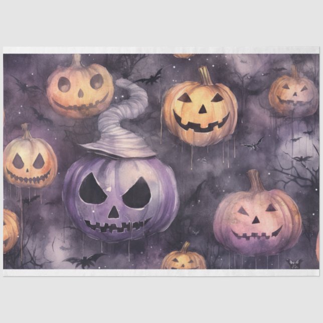 Seda Papel de Desnutação Spookeen Halloween Pumpkins 3 (Frente )