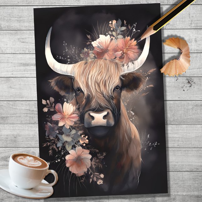Seda Papel de dissociação da Aquarela 2 - Vaca Highland (Criador carregado)