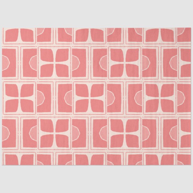 Seda Papel de dissociação da arte a cores rosa e creme (Frente )