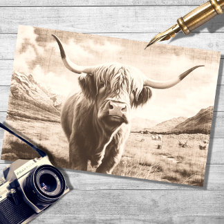 Seda Papel de dissociação da Sepia, Vintage, Highland C