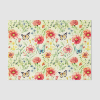 Seda Papel de dissociação das borboletas e flores russa