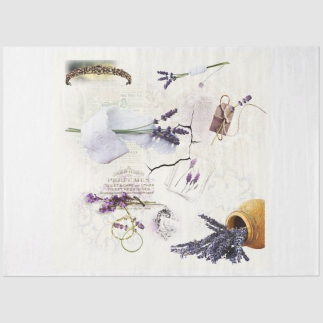 Seda Papel de dissociação de lavandas e rendas (Frente )