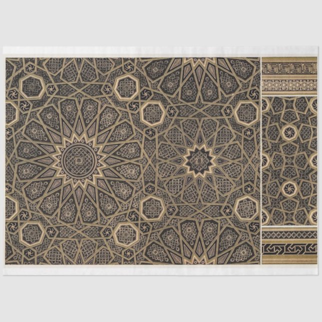 Seda Papel de dissociação de padrão preto e Dourado (Frente )