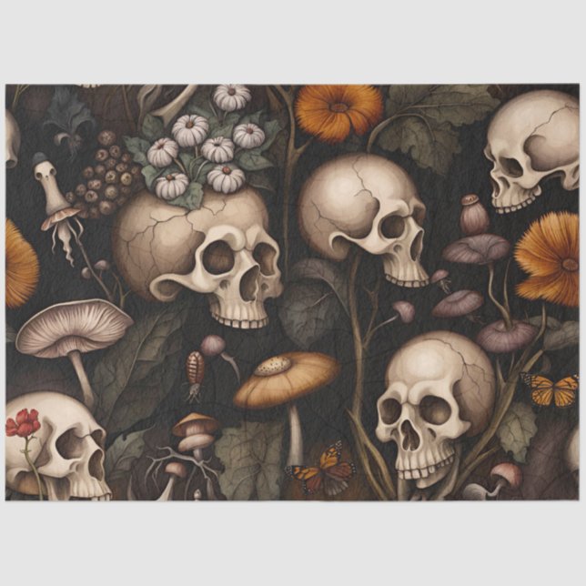 Seda Papel de dissociação do crânio do Halloween gótico (Frente )