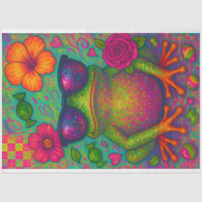 Seda Papel de dissociação do Sapo Neon Glitter - Sapo d (Frente )
