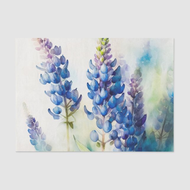Seda Papel de dissociação floral azul LUPINS (Frente )