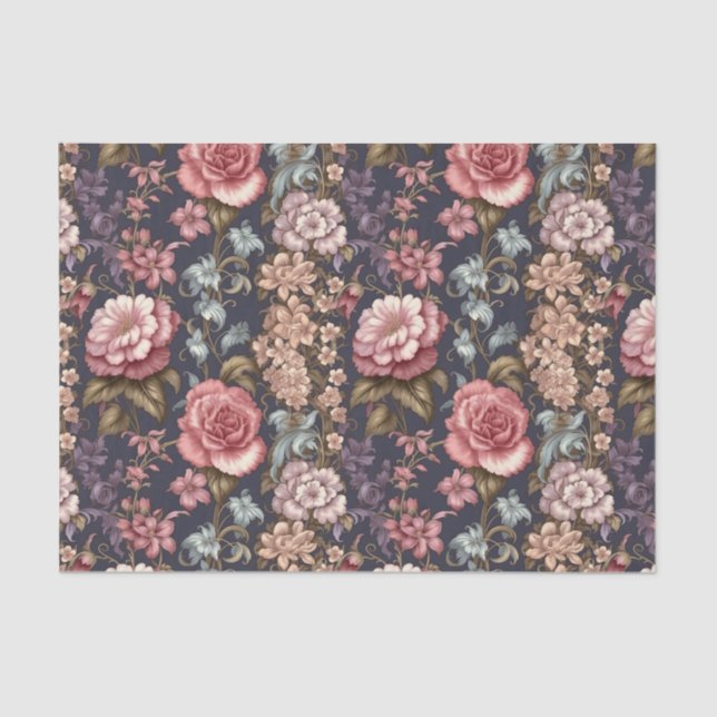 Seda Papel de dissociação para flores rosadas refinadas (Frente )