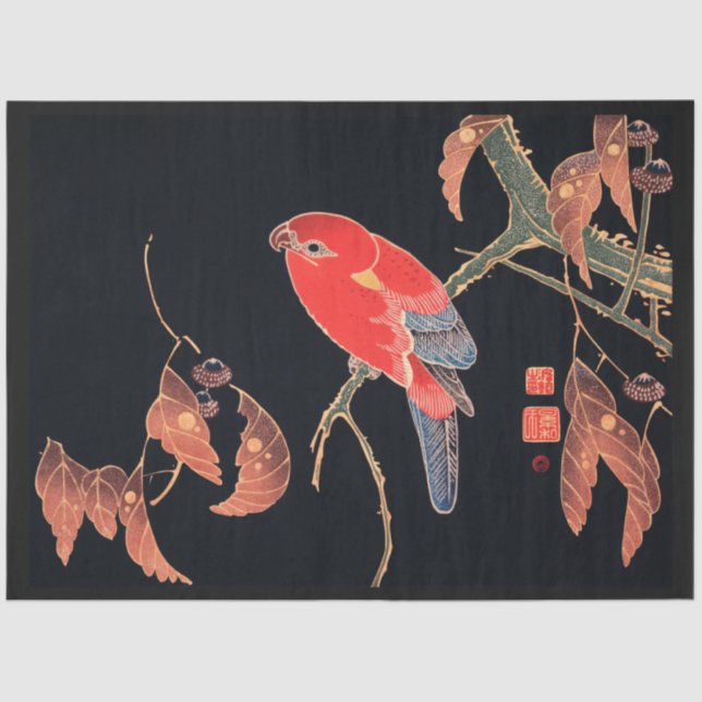 Seda Papel de dissociação preto de pássaros (Frente )