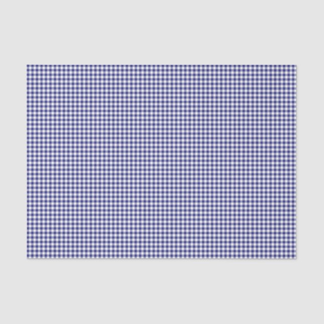 Seda PAPEL DE EMBALAGEM DE TECIDO Gingham-Branco-Azul (Frente )