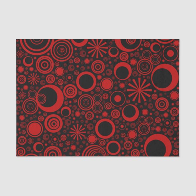 Seda PAPEL DE EMBALAGEM DE TECIDO Rounds-Red-Black-TISS (Frente )