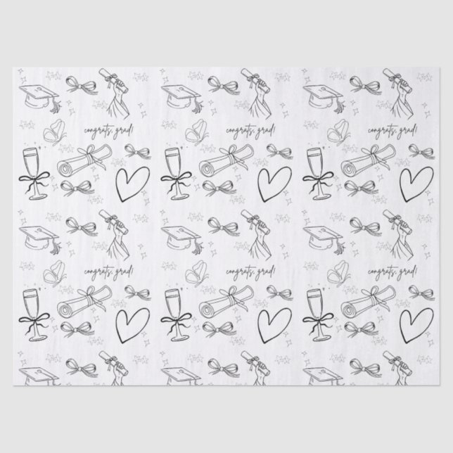 Seda Papel de embrulho de formatura com arte de linha m (Frente )