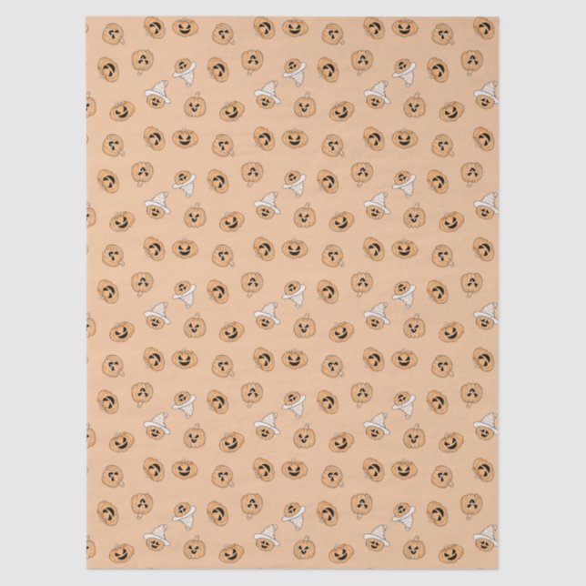 Seda Papel de embrulho de Halloween com abóbora pastel  (Frente )