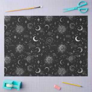 Seda Papel de embrulho Luas e Estrelas Celestiais Monoc
