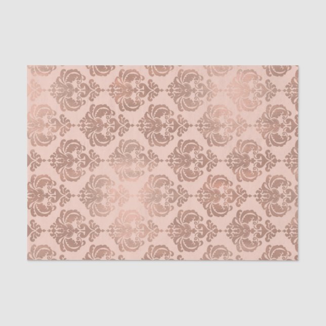 Seda Papel de embrulho Rosa Dourado Bege Moderno Glam D (Frente )
