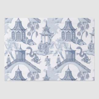 Seda Papel de empacotamento de padrão em chinês azul e 