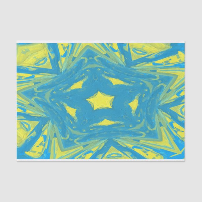 Seda Papel de lenço azul e amarelo Estrelas (Frente )