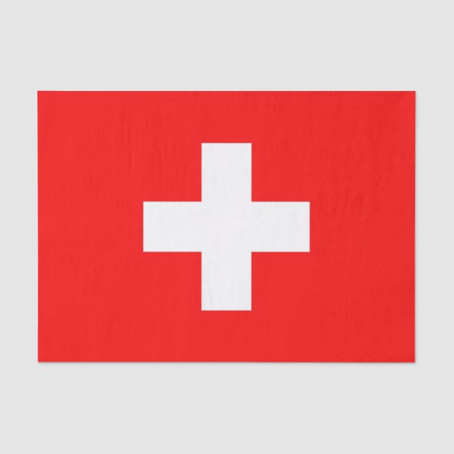 Seda Papel de lenço Patriótico com bandeira de Suiça (Frente )