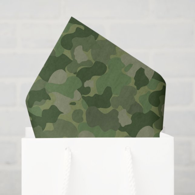 Seda papel de lenço verde do camo para bebês (Sacola de presentes)