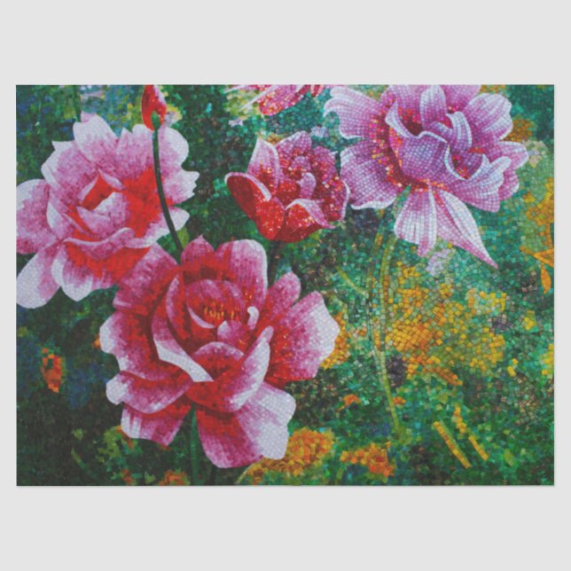 Seda Papel de lenços mosaicos para rosas (Frente )