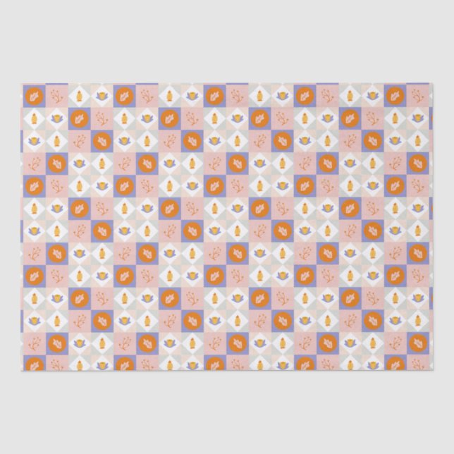 Seda Papel de Oferta em Quadrado e Diamond | Queda, Açã (Frente )