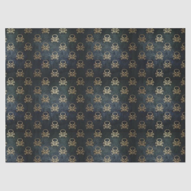 Seda Papel de ouro e tecido Crossbones (Frente )