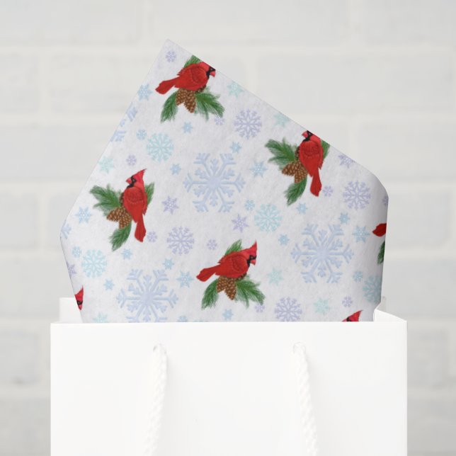 Seda Papel de padrão cardinário de Natal (Sacola de presentes)
