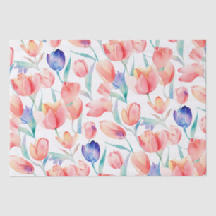 Seda Papel de padrão das tulipas de aquarela