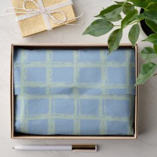 Seda Papel de padrão de grade pintado à mão verde azul