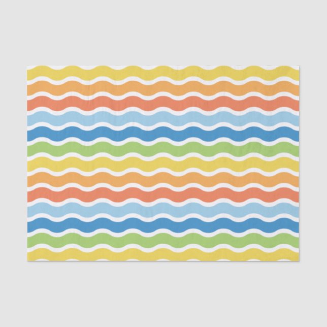 Seda Papel de Padrão de Ondas Coloridas (Frente )