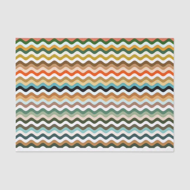 Seda Papel de padrão multicolorido Zigzag colorido (Frente )