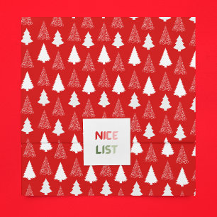 Seda Papel de Padrão Vermelho de Árvore de Natal Modern