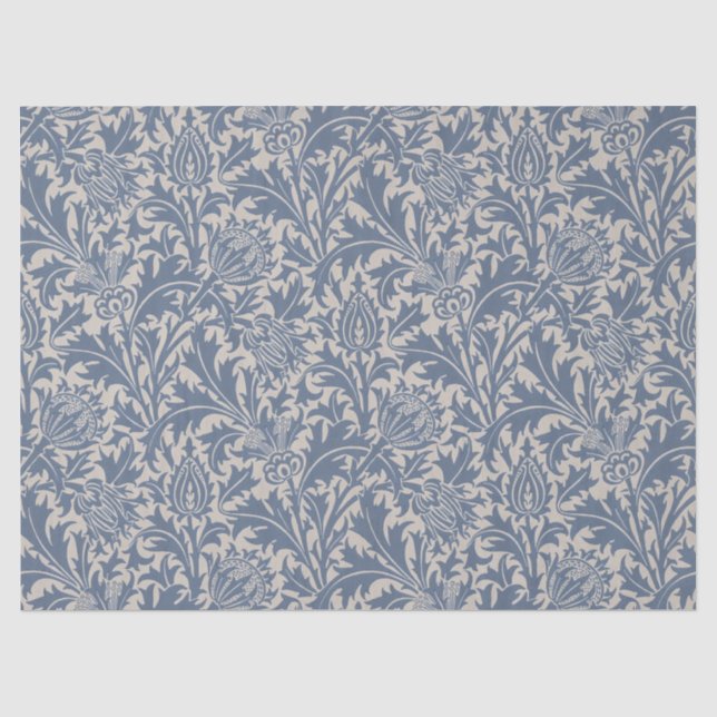 Seda Papel de Parede Cardo Azul Ardósia William Morris (Frente )