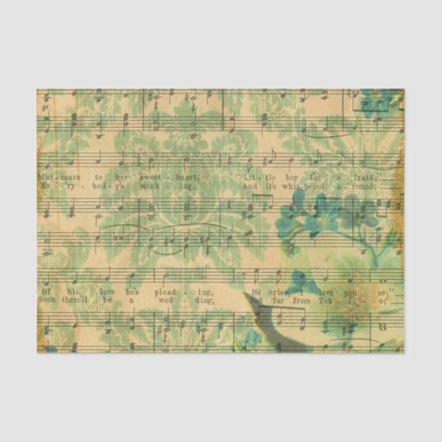 Seda Papel de parede da folha de música do Victorian (Frente )