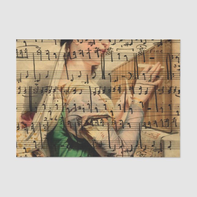 Seda Papel de parede da folha de música do Victorian (Frente )