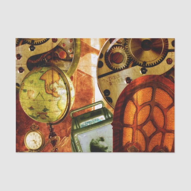 Seda Papel de parede de Steampunk do vintage (Frente )