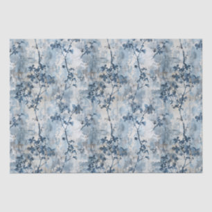 Seda Papel de parede flexível desbotado - Azul e Branco