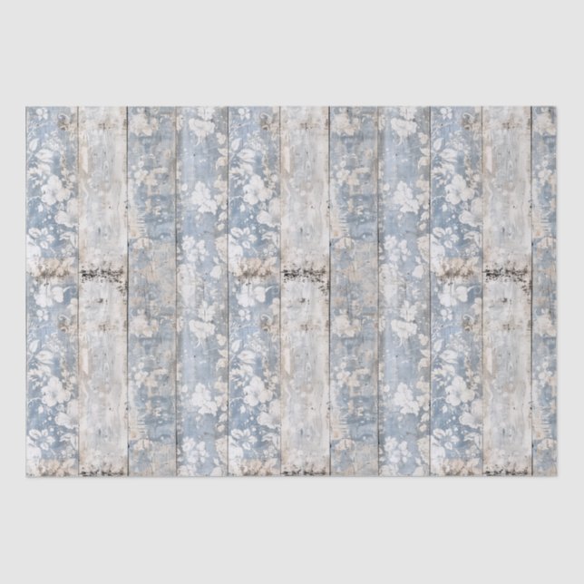 Seda Papel de parede flexível desbotado - Azul e Branco (Frente )